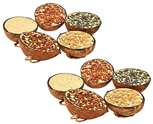 Nqyjm Vogelfutter Gefüllte Kokosnusshälften 10 Stück 290 g für Wildvögel