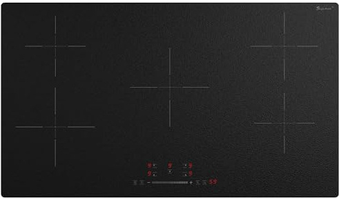 Induction Hob 5 Zone, 90 CM Induction Hob with Frosted Glass, Boost Function, 99 Mins Timer, 9300W Black