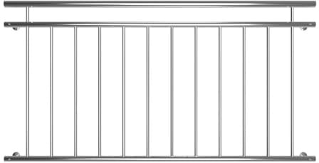 Mucola Französischer Balkon Balkongeländer Edelstahl V2A 90x156 cm Silber | Stabgeländer für Fenster, Balkontür, Treppe, Terrasse, rostfrei, pflegeleicht, Treppengeländer, einfache Montage