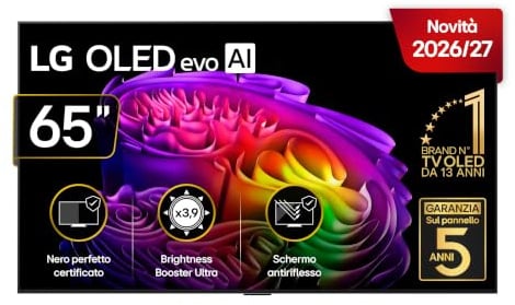 LG OLED evo AI 65 Pollici, Serie G6 2026 Smart TV 4K - OLED65G64LW | Staffa a Muro Inclusa, Hyper Radiant Color, Reflection Free Premium, Dual AI Engine, Dolby Vision & Atmos, VRR, G-Sync