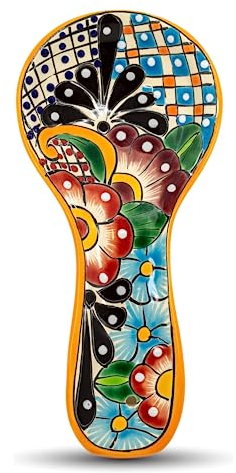 Mexican Talavera Ceramic Spoon Rest, Porta Cucharas Multicolor