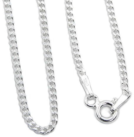 Panzerkette 925 Sterling Silber rhodiniert 1,7mm breit Länge wählbar 40 45 50 55 60 cm Silberkette Halskette Kette Damen (45)