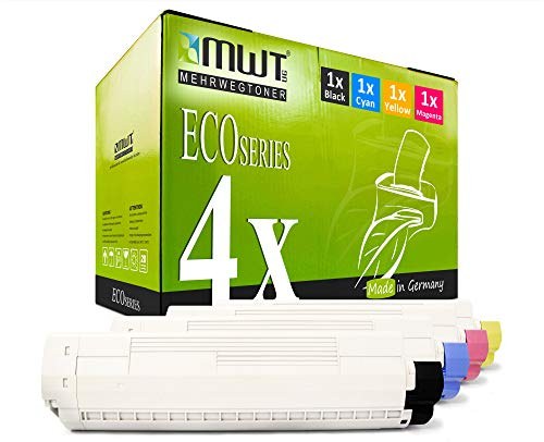4X MWT Toner für Oki MC 853 873 wie Set Black Cyan Magenta Yellow Patronen Druckerpatronen