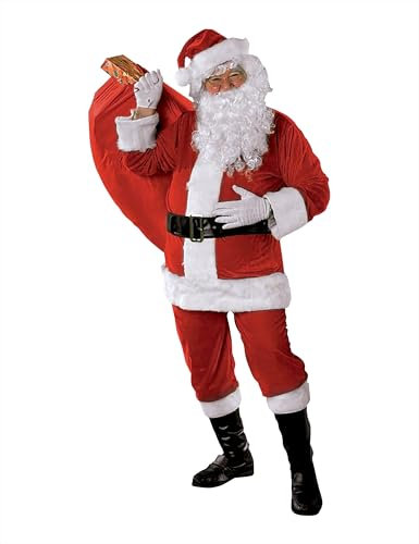 Rubies Déguisement de Père Noël pour Adultes, Costume Complet avec Barbe, Taille Unique, Officiel pour Noël, célébrations, fêtes
