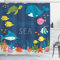 ABAKUHAUS Unterwasser Duschvorhang, Algaes Korallenriffe, Stoffliches Gewebe Badezimmerdekorationsset mit Haken, 175 x 220 cm, Dunkler Himmelsblau