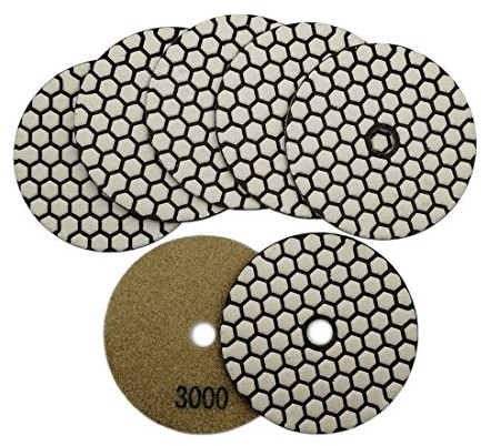 SHDIATOOL Trockene Diamant Polierscheibe 7 Stk. Streugut 3000 für Granit Stein Beton Marmor Dia 4 Zoll/100MM