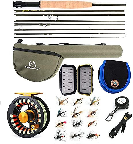 Maximumcatch Alltime Reiserute für Fliegenfischen 8 Teile 9ft Fliegenrute mit Cordura Rohr in 5/6/8 wt (9' 5wt Combo)