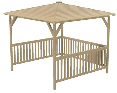 Zest Knutsford Pavilion 2.4 m – PEFC-Certified Wooden Garden Gazebo with Sides – Heavy Duty Garden Gazebo – Garden Pavilion for Entertaining – Pressure-Treated Softwood – 2.4 m x 2.4 m x 2.3 m