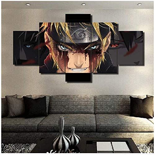 LFLYBCX 5 Stück Kunstdruck auf Leinwand, Motiv: Anime Naruto Evil's Lachen, Bilder, Wanddekoration, HD-Poster, für Wohnzimmer, Wandkunst, Poster, Galerie, A-20 x 30 x 220 x 40 x 220 x 220 x 50 x 1