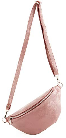 modamoda de T211 Damen Leder Bauchtasche Brusttasche Hüfttasche handmade in Italy, Farbe:Altrosa
