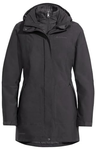 Vaude Idris III 3-in-1 Parka Damen – Damen-Winterjacke wasserdicht, winddicht & atmungsaktiv mit Eco-Finish, Damen-Doppeljacke mit wärmender Hybrid-Innenjacke – in Schwarz, Größe: 42
