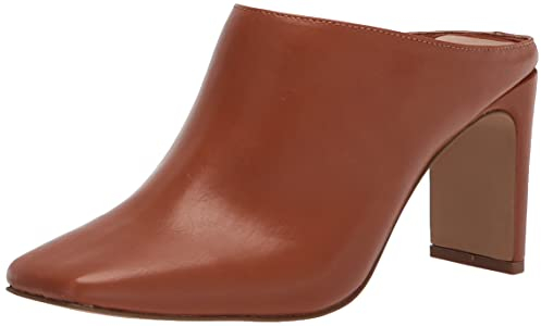 The Drop Damen Avena Pantolette mit eckiger Zehenpartie und Blockabsatz, Cognac, 40.5 EU