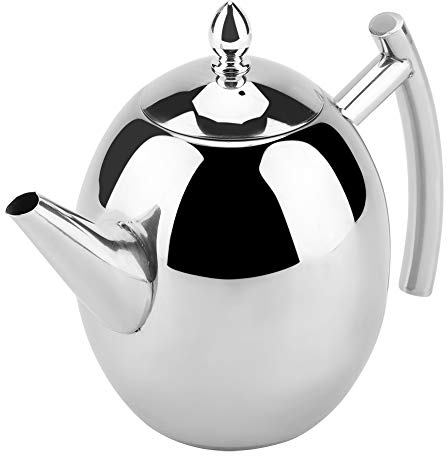 Marvellous Teapot,Stainless Steel Teapot Easy Pour Tea Kettle with Removable Mesh Filter and Handle for Loose Leaf Tea Bags Coffee Water Kettle Container for Cafe Home Office, Transparent