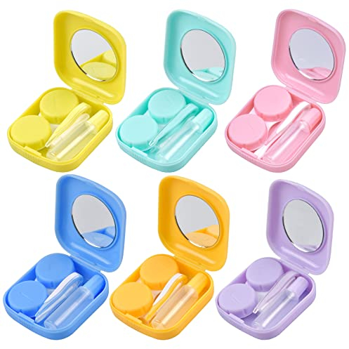 Jinlaili Kontaktlinsenbehälter Set 6 Stück, Kontaktlinsen behältnis mit Pinzette und Saugnapf Reiseset, Tragbar Kontaktlinsen Etui Tragbare Kontaktlinsenbox für Reisen und Den Täglichen Gebrauch