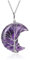 JSDDE Natural Amethyst Crystals Stone Necklace Healing Crystal Life Tree Wire Wrapped Moon Quartz Gemstone Pendant Necklace Jewelry