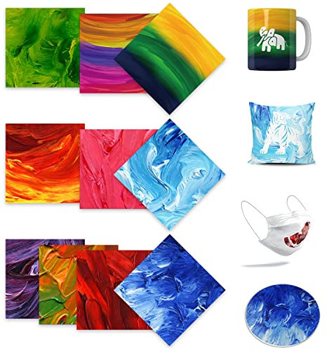 LUCKIGUCK Infusible Transfer Ink Sheets Bundle 10pcs Pre-Printed Dyed Sublimation Paper 12 X 12 Iron on T-Shirt and Mug (Batik)