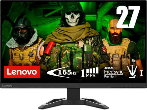 Lenovo G27-37 | Monitor da gioco Full HD da 27 | 1920 x 1080 | 165 Hz | Tempo di risposta 1 ms | HDMI | DisplayPort | AMD Radeon | FreeSync | Nero
