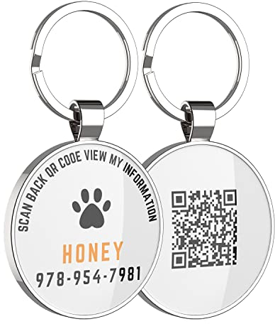 DISONTAG QR Code Hundemarke ID Text Anpassen Personalisierte Online Seite-Kostenlos Online Haustier Profil-Modifizierbar-Kontrolle der Privatsphäre-Keine APP Erforderlich