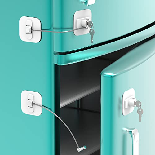 Refrigerator Lock, ROFMAPLE Fridge Lock with Keys, 2 Packs Refrigerator Door Locks and Freezer Lock for Child Proof - White