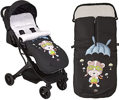 Saco Silla Paseo Universal, saco invierno silla paseo universal, Desmontable con cremallera, cabezal ajustable,impermeable y transpirable, fácil de limpiar, unisex (Paracaidas Azul)