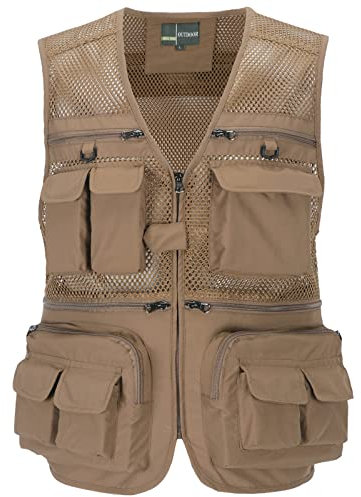 OlyljpinZ Herren Outdoor Anglerweste Casual Mesh Weste Schnelltrocknend Multifunktions Weste Arbeit Reise Fotografie Ärmellos Jacke mit Vielen Praktischen Taschen
