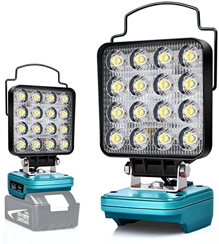 Lampe Led Rechargeable Pour Batterie Makita 18V,48W Baladeuse Lampe de Chantier Alimenté Par Pile, Projecteur Led Rechargeable avec Charge Type C & USB (Sans Batterie) (NMTZFDTS4IN)