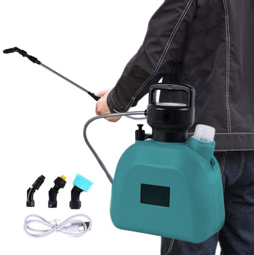Electric Sprayer Garden Sprayer Backpack Sprayer 5L Large Capacity Garden Watering Sprayer Battery Powered Sprayer USB Rechargeable Pressure Sprayer 7.4V Watering Can With Handle Green