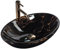 Rea Aufsatzwaschbecken Pamela Black Marble Shiny Waschtisch Handwaschbecken Waschschale Waschbecken für Badezimmer aus hochwertiger Keramik 530 x 330 x 150 mm (Stein imitiert)
