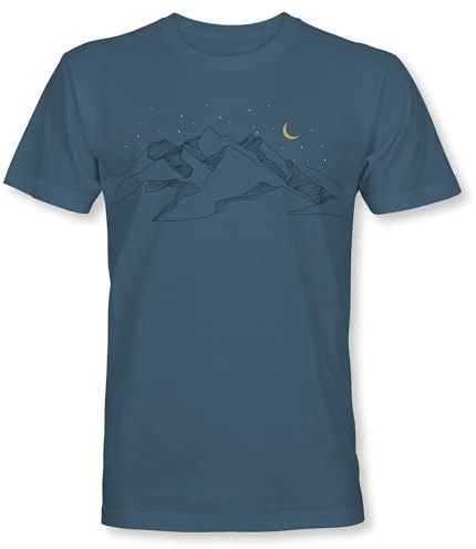 Berg T-Shirt Uomo: Montagne Lunari - T-Shirt Arrampicata Uomini - Regalo per Escursionisti - Attrezzatura Outdoor Alpinisti, Pietra blu, L