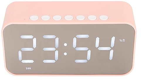 Haut-Parleur sans Fil, Radio-réveil FM avec Température en Temps Réel Haut-Parleur de Bureau élégant (Rose)