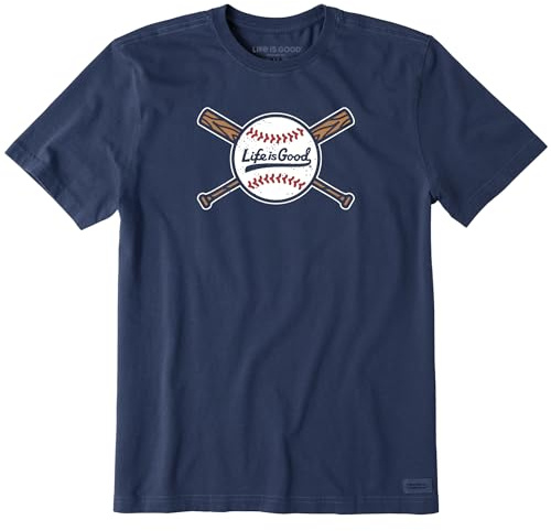 Life is Good Men's Crusher Tee Shirt, Short Sleeve Cotton Graphic T-Shirts, Baseball and Bats, Darkest Blue, X-Large