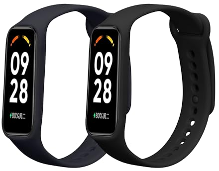kwmobile 2x Cinturino TPU Silicone Fibbia Compatibile con Xiaomi Smart Band 8 Active Cinturino - Cinturini 14-22 cm