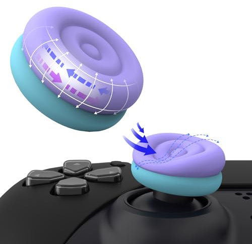 playvital Capuchon Manette pour ps5/ps4,Protection Joystick pour Xbox Series X/S,Thumbs Cushion Caps pour Xbox One/Elite Series 2,Cover Stick pour Nintendo Switch Pro-Violet Clair & Bleu Aquatique