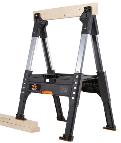 Keter ROC Pro Gear Holzfäller-Sägebock, robust, verstellbar, Schwarz/Grau