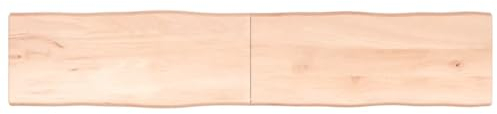 CIADAZ Tischplatte 200x40x4 cm Massivholz Eiche Unbehandelt Baumkante, Arbeitsplatte, Holzplatte, Schreibtischplatte, Waschtischplatte, Küchenarbeitsplatte