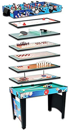 NOALED Tischfußball-Tischspiel, Multi-Set, 12-in-1-Kombi-Unterhaltung, 106,7 cm, mit Pool, Tennis, Fußball, Hockey, Schach, Shuffleboard, Bowling für Kinder