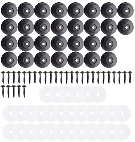 30 Pièces Boutons de Bâche, Boutons Ronds pour Remorque, Boutons de Fixation, avec Vis, Patin Adhésif, pour Fixer Les Filets de Remorque et Les Bâches