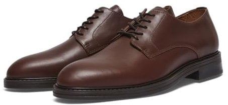 SELETED HOMME Herren SLHBLAKE Leather Derby Shoe NOOS Derbyschuhe, Demitasse, 43 EU