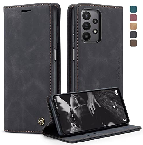 owlhold Handyhülle Samsung Galaxy A23 5G hülle Galaxy A23 klapphülle Premium PU Lederhülle Faltbare Handytasche Schutzhülle Kartenfach Standfunktion hülle Samsung Galaxy A23 5G - Schwarz