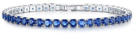 CCAIPU Damen-Strass-Armband 18 Karat Vergoldet Zirkonia Klassisches Tennis-Armband Geschenke für Mädchen (B-Blau, Legierung)