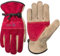 WZQH Leather Work Gloves for Women, Medium Glove for Gardening, Tig/Mig Welding, Construction, Chainsaw, Farm, Ranch, etc. Cowhide, Cotton Lined, Utility, Firm Grip, Durable. Rose Red - Grey M