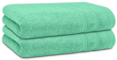 DECASATEXTIL - Juego Toallas de Lavabo 2 Unidades 100% Algodón 450gr, Tamaño 50x100cm - Toallas Manos - Toalla Suave y Duradera para Secar Tus Manos y Rostro (Verde Agua)