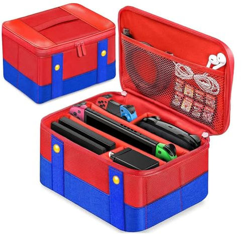 Fiorky Große Tragetasche for Nin-tendo Switch/OLED Console Pro Controller, stoßfeste tragbare Reise-Aufbewahrungstasche, wasserdichte, harte Schutzhülle for Reisen und Aufbewahrung