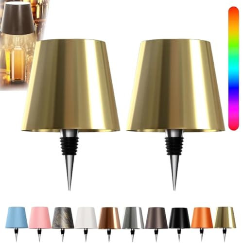 ARRITS Pridola Wireless Bottle Lamp Shade 2PCS, RGB/3 Color Stepless Dimming Pridola Bottle Lamp, Touch Control Wine Bottle Lampshade, Rechargeable Wine Bottle Lights for Parties Bars Restaurants