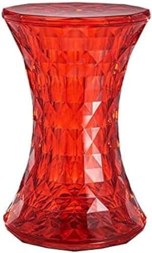 Sgabello in acrilico trasparente con funzione di stoccaggio, piccolo tavolino rosso per bagno doccia