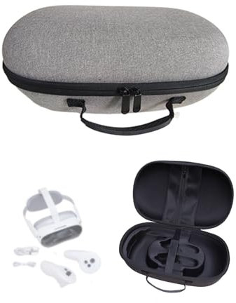 rokeblau Hart Tragen Tasche für Pico 4 Ultra/Meta Quest 3/3S, Reisen Zubehör Tasche zur Aufbewahrung von VR Gaming Headset, Elite Strap, Touch Controllers, Grau