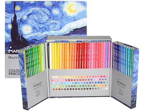 MARCO Buntstifte für Erwachsene,100 Farben farbstifte,Holzstifte Öl Buntstifte Set Professionelle Künstler Stifte, Ölbasierte Farbstifte für Malen & Zeichnen