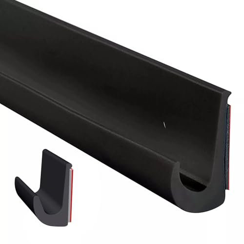 ACESOME RV Rain Gutter, Self Adhesive TPE Roof Rain Diverter for Car Vans and RVs Boat, J Shape RV Rain Gutter for Motorhome Rain, Drip Rail Trim Molding Adhesive Backing and Flexible (Black 10m)