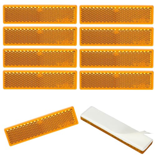 Yinaolan 10 x Catarifrangente Adesivo Rettangolare Giallo Sicurezza Posteriore Riflettente Incollare Adesivi Stradali per Caravan RV Auto Camion Rimorchio