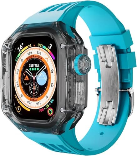 BCMCBV Kit di modifica fai da te di lusso con cassa in cristallo trasparente da 49 mm, accessorio di ricambio per orologio Apple Watch Ultra serie 8, 49mm, Agata